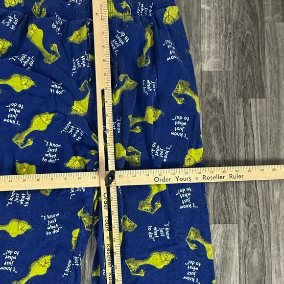 Dr. Seuss Grinch Lounge Sleep Pants Blue Yellow “I Know Just What To Do” M 32-34 - Picture 4 of 6